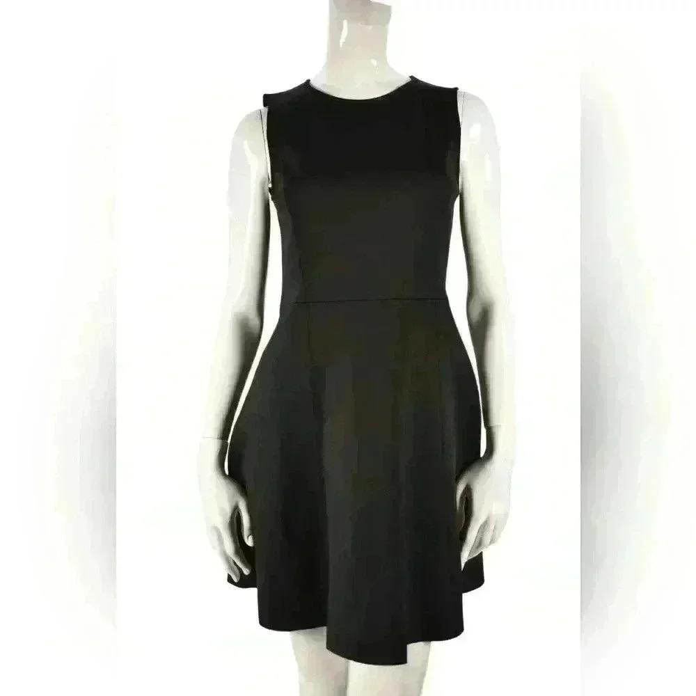 THEORY Black Polyamide Stretch Bodycon Scuba A-Line Mini  Dress 6US USA